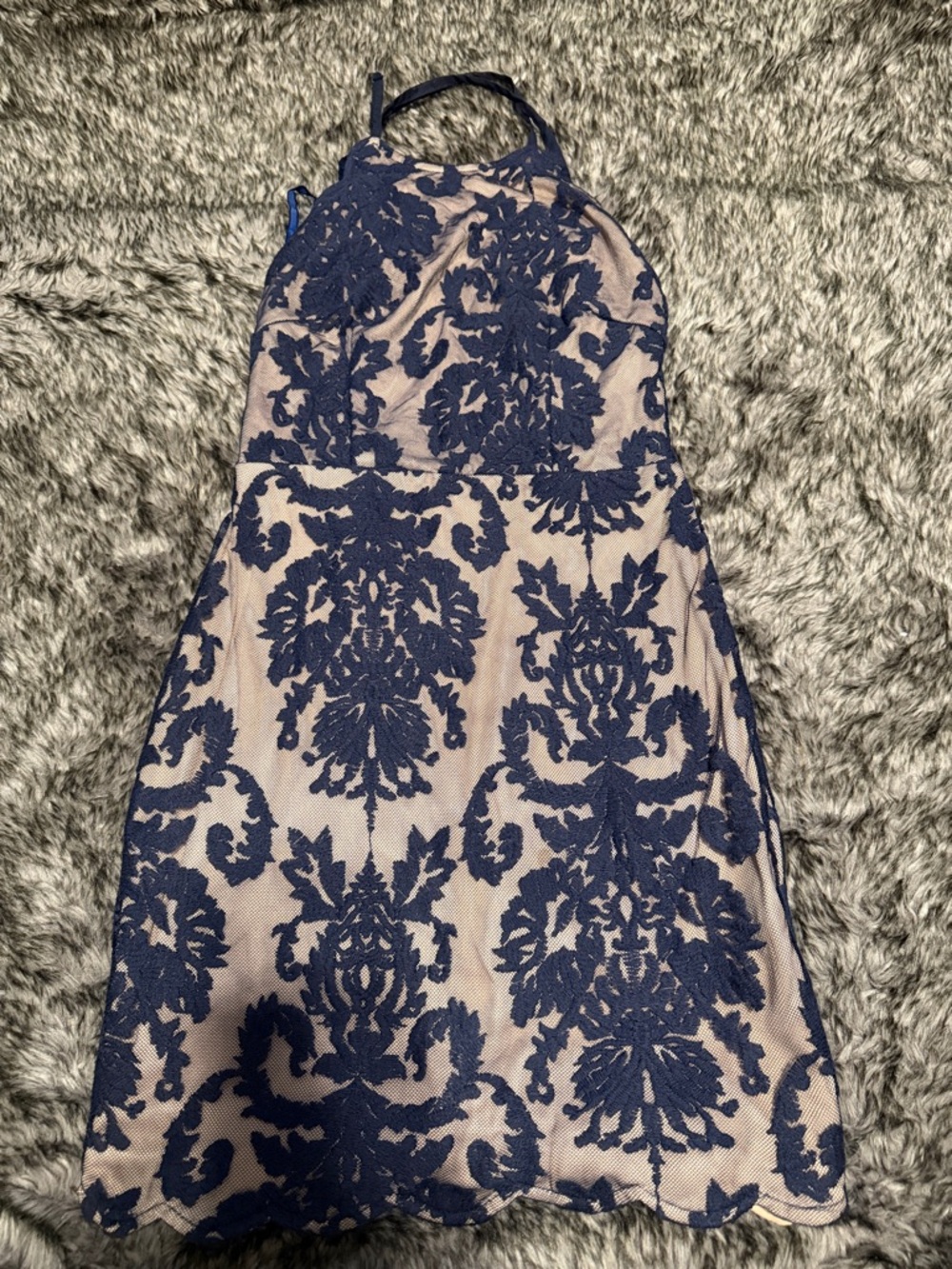 Hello Molly Navy Lace Overlay Mini Dress